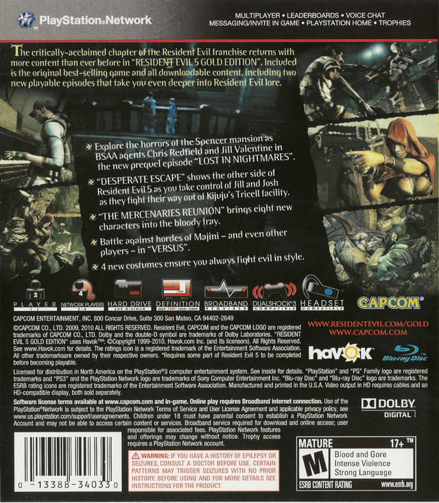 RESIDENT EVIL 5 - ÉDITION GOLD 