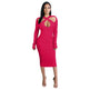 Chic V-neck Long Sleeve Midi Party Club Bodycon Pencil Dress - EX-STOCK Canada