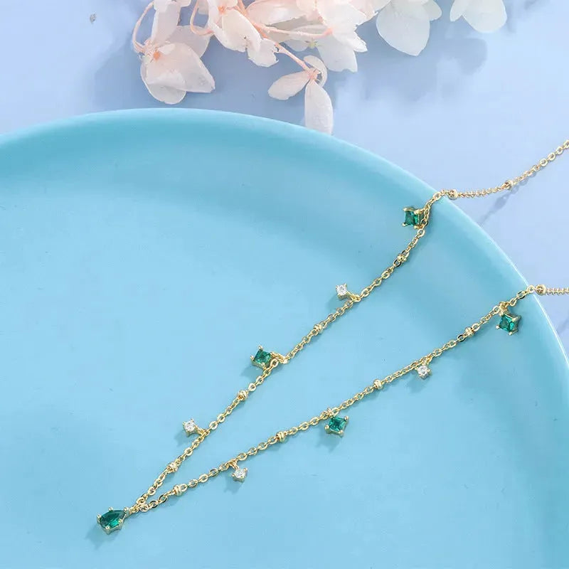 Generous water drop emerald zircon necklace - EX-STOCK CANADA