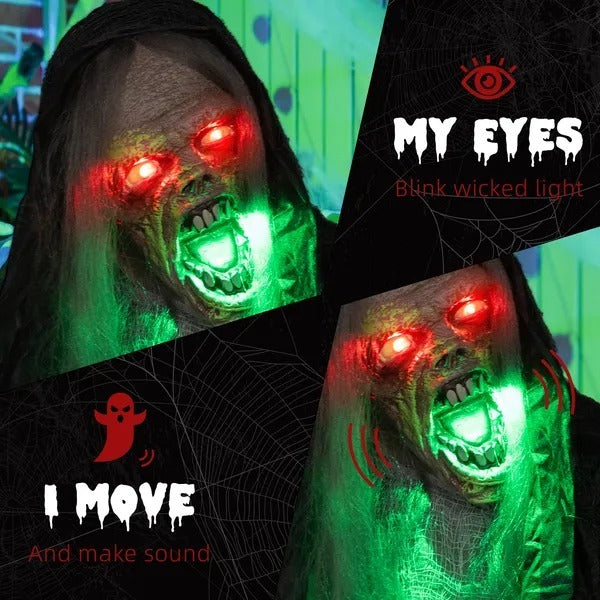 6' Life Size Decoration Animatronic Green Big-mouth Monster Outdoor Halloween, Sound And Motion Activated EX-STOCK Canada 