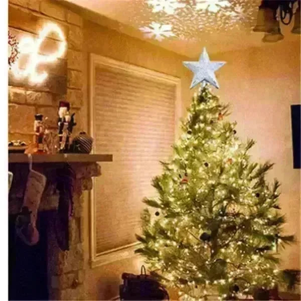Christmas Tree Top Light Star Snowflake Shape LED Laser Projector Lights Christmas Tree Ornament - EX-STOCK CANADA