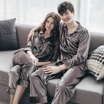 2pcs Couple Gold Velvet Long Sleeve Pajamas set - EX-STOCK Canada