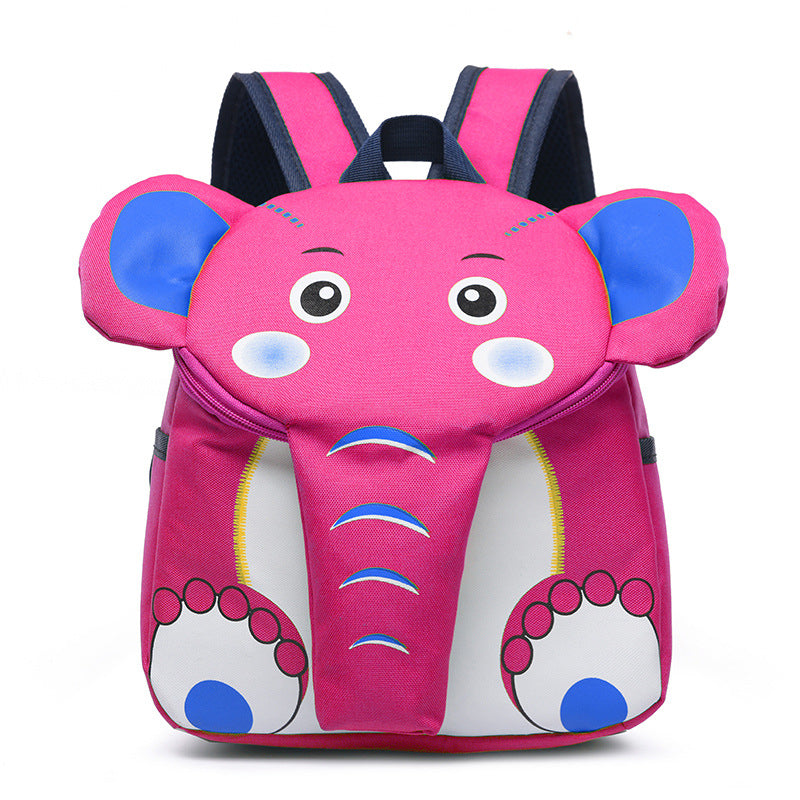 Pink elephant-shaped backpack on a white background