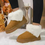 Winter Plush Snow Boots Fashion Round Toe Flat Thickened Suede Cotton Shoes For Women Casual Warm Short Boot - EX-STOCK CANADA