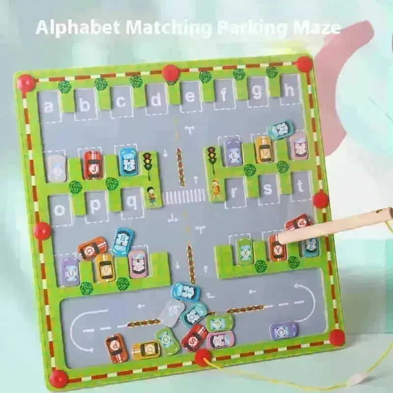 Magnetic Letters Matching Walking Parking Maze Letters Early Cognitive Montessori Educational Toys - EX-STOCK CANADA