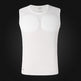 White sleeveless athletic shirt on a black background
