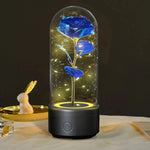 Creative 2 In 1 Rose Flowers LED Light And Bluetooth-compatible Speaker Valentine's Day Gift Rose Luminous Night Light Ornament In Glass Cover - EX-STOCK CANADA