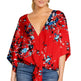 New V Neck Blouse Women Leopard Print Floral Tie Front Blouses Batwing Summer Oversize Ladies Tops - EX-STOCK CANADA