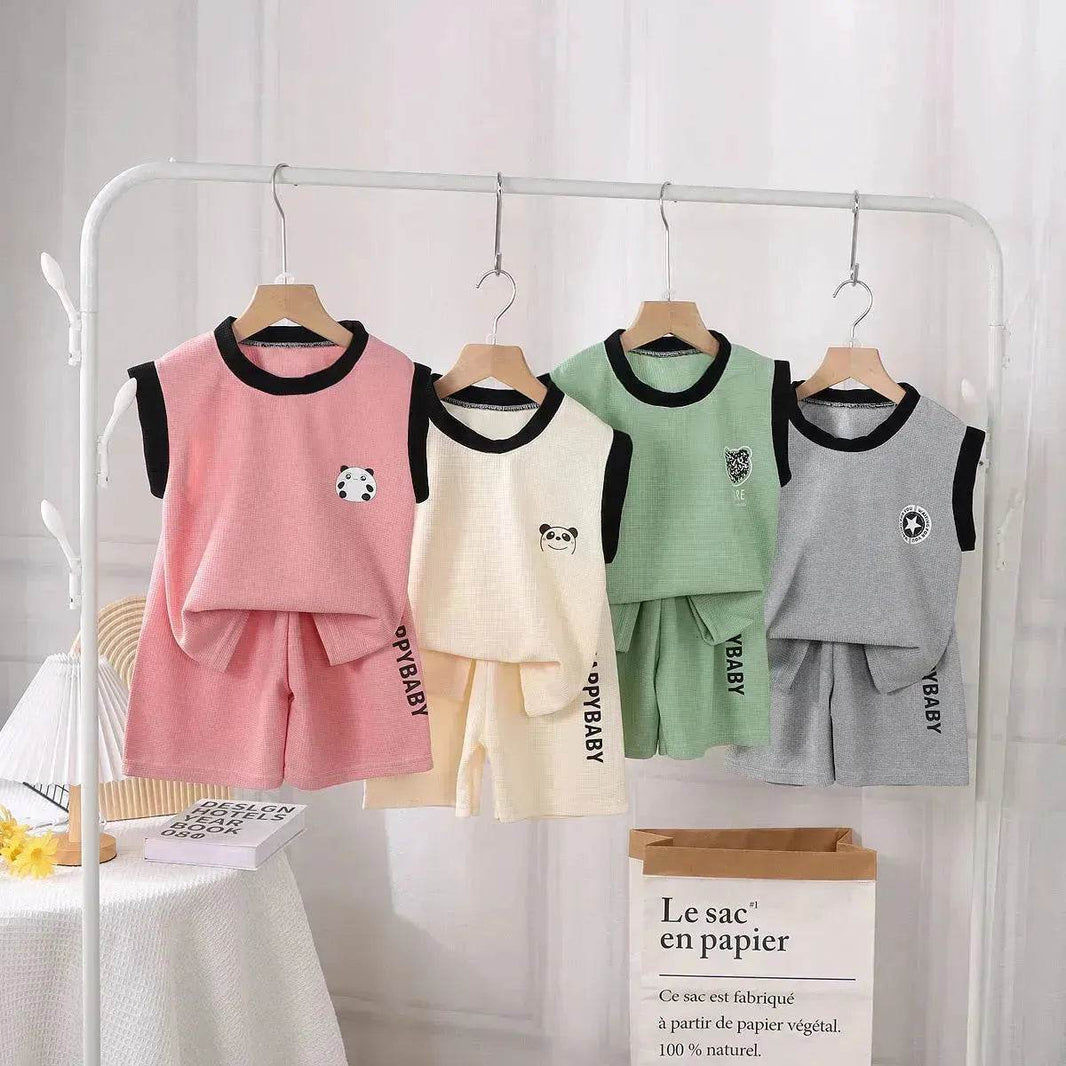 Children's Vest Suit Western Style Sleeveless Waffle two piece for boys casual wears for boys. - EX-STOCK Canada