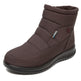 Brown winter boot with a visible brand logo on a white background
