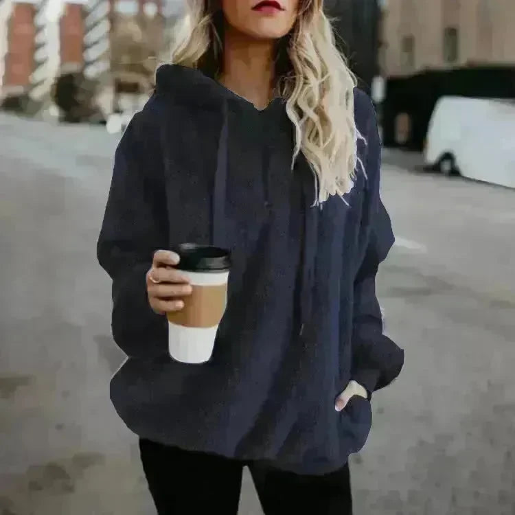 Women's Polerones Fleece Hoodie Pullover fall Winter Zipper Pocket Sweatshirt - EX-STOCK CANADA