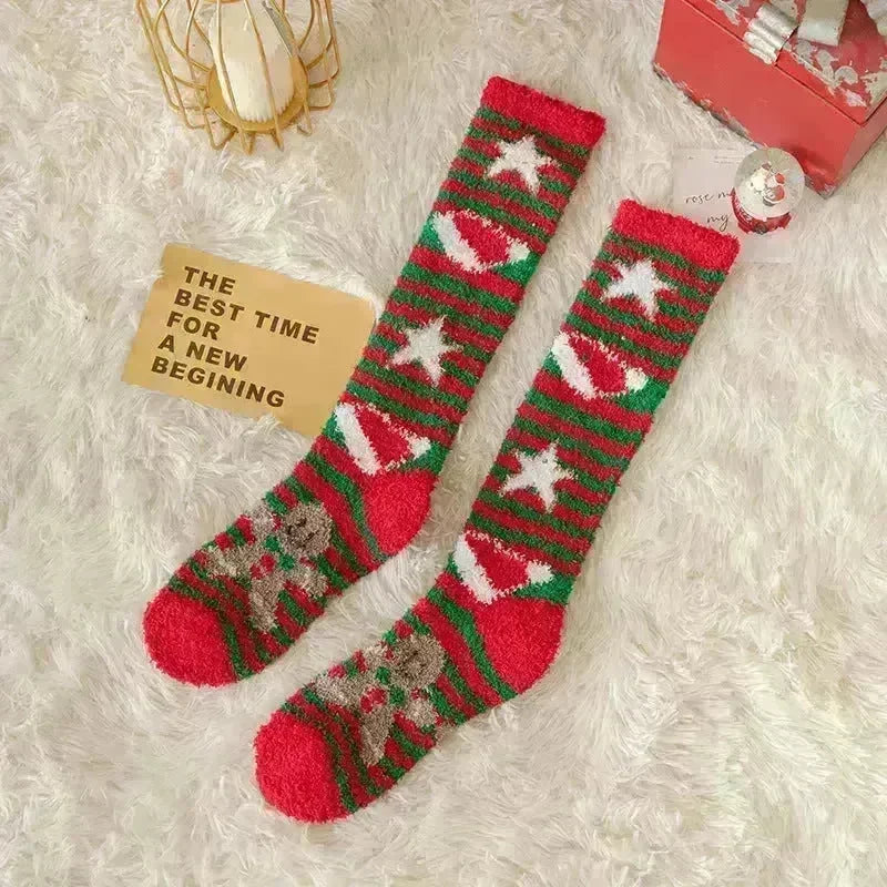 Coral Fleece Stockings Cartoon Thermal Christmas Room Socks - EX-STOCK CANADA