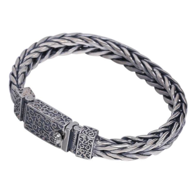 925 Sterling Silver Jewelry Men's Braided Rattan Bracelet EX-STOCK Canada 