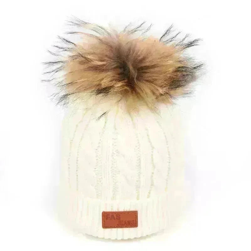 Children Winter Hat kids beanies Kids winter hat baby boy and girl warm woolen beanies faux fur beanies - EX-STOCK CANADA