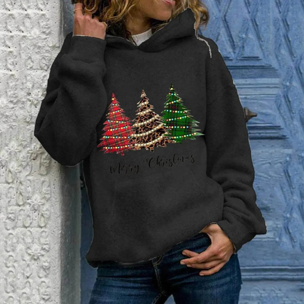 Merry Christmas tree Cashmere hoodie sweater loose top - EX-STOCK Canada