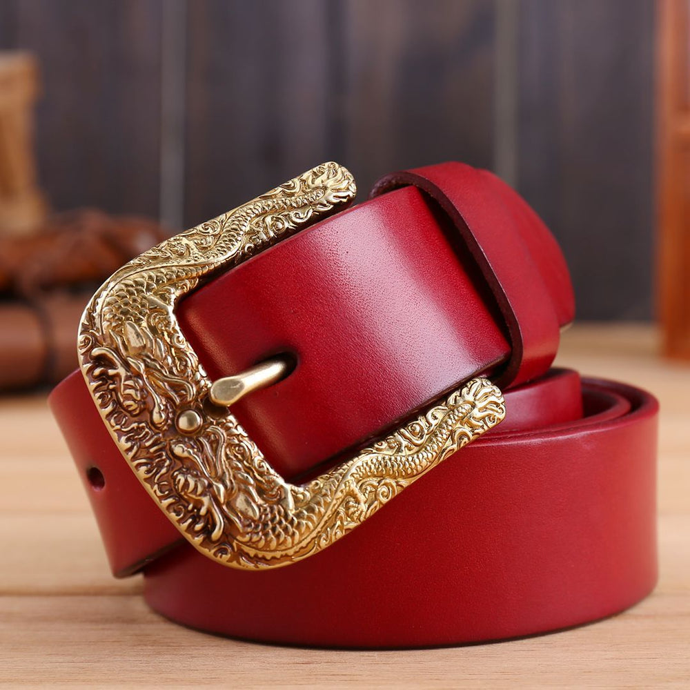 Men's Vintage Dragon-Buckle Leather Belt — product view 3 of 8 | EX-STOCK
