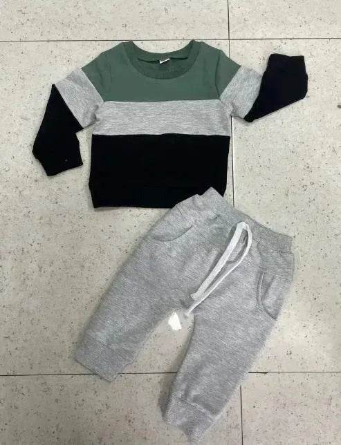 Boy's color Stitching Long Sleeve Trousers Suit Two piece for boys - EX-STOCK Canada