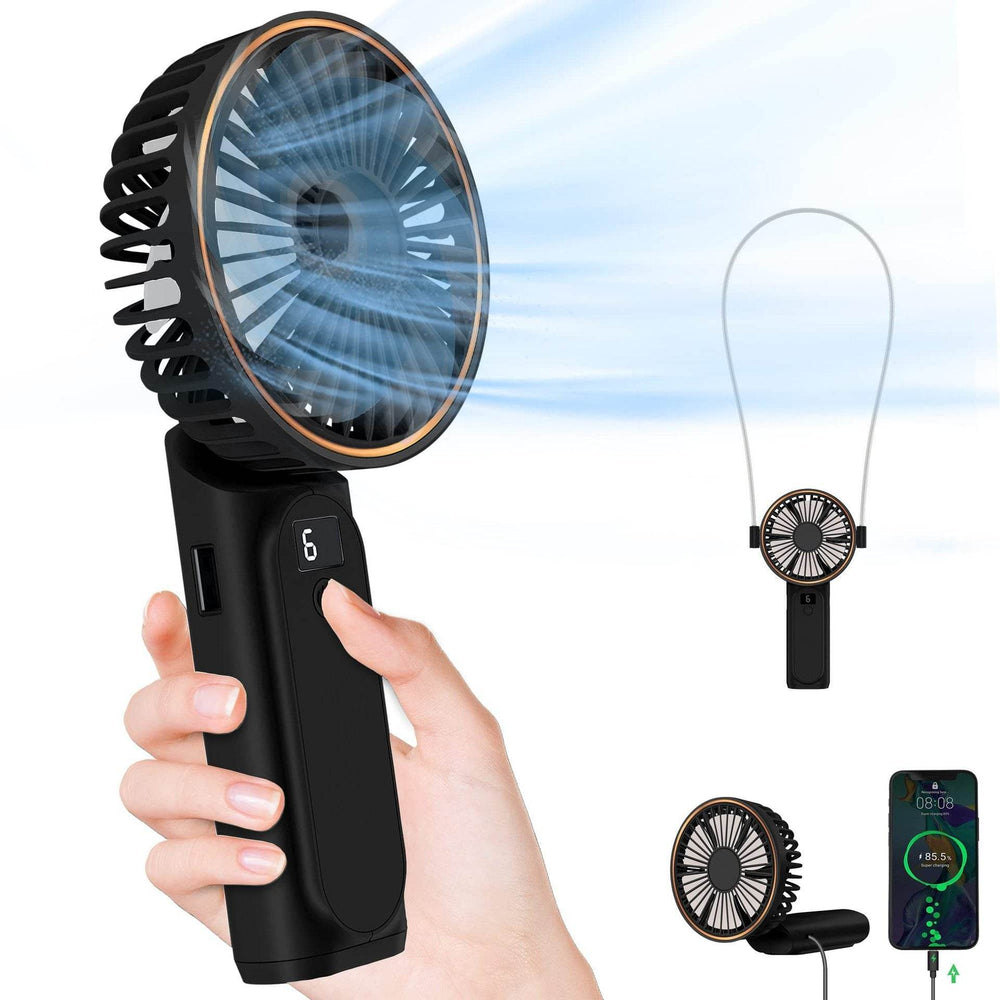 Handheld Desktop Halter Six-gear Can Be Used As Power Bank Digital Display Fan - EX-STOCK Canada
