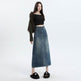 High Waisted Denim Skirt Design Pocket back Slit Retro Hip-wrapped Midi Skirt - EX-STOCK Canada