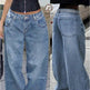 Street Style Loose Distressed Retro Washed Wide Leg Jeans EX-STOCK Canada 