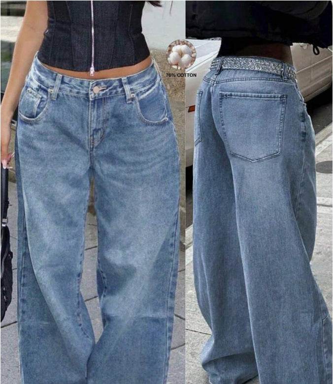 Street Style Loose Distressed Retro Washed Wide Leg Jeans EX-STOCK Canada 