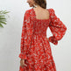 Casual Spring And Summer lantern Sleeve floral Mini Dress - EX-STOCK Canada