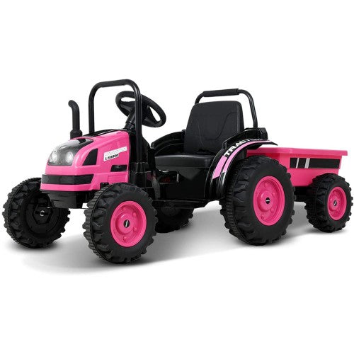 2026 6v Tractor Powered Ride-On Car Remote Control with Detachable Wagon 