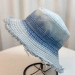 Summer Denim Bucket Hat for women Distressed Sun-proof Face-showing Small Hat - EX-STOCK Canada