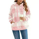 Casual Thick Fleece Plush half zip Plaid Hoodie Pullover top for women - EX-STOCK CANADA