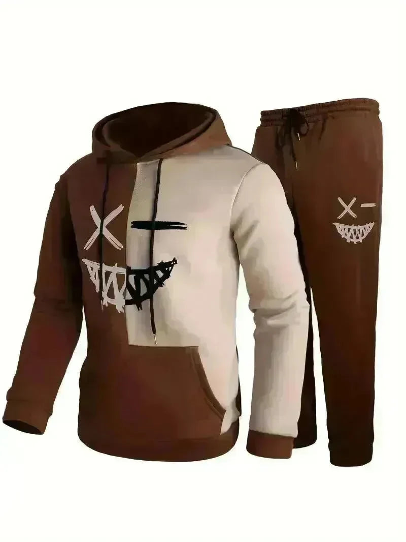 Casual Classic Plaid  Long Sleeve Sweatshirt Hoodie set Suit men - EX-STOCK CANADA