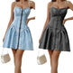 Chic Personality Street Splicing Sling Denim Mini Dress - EX-STOCK Canada