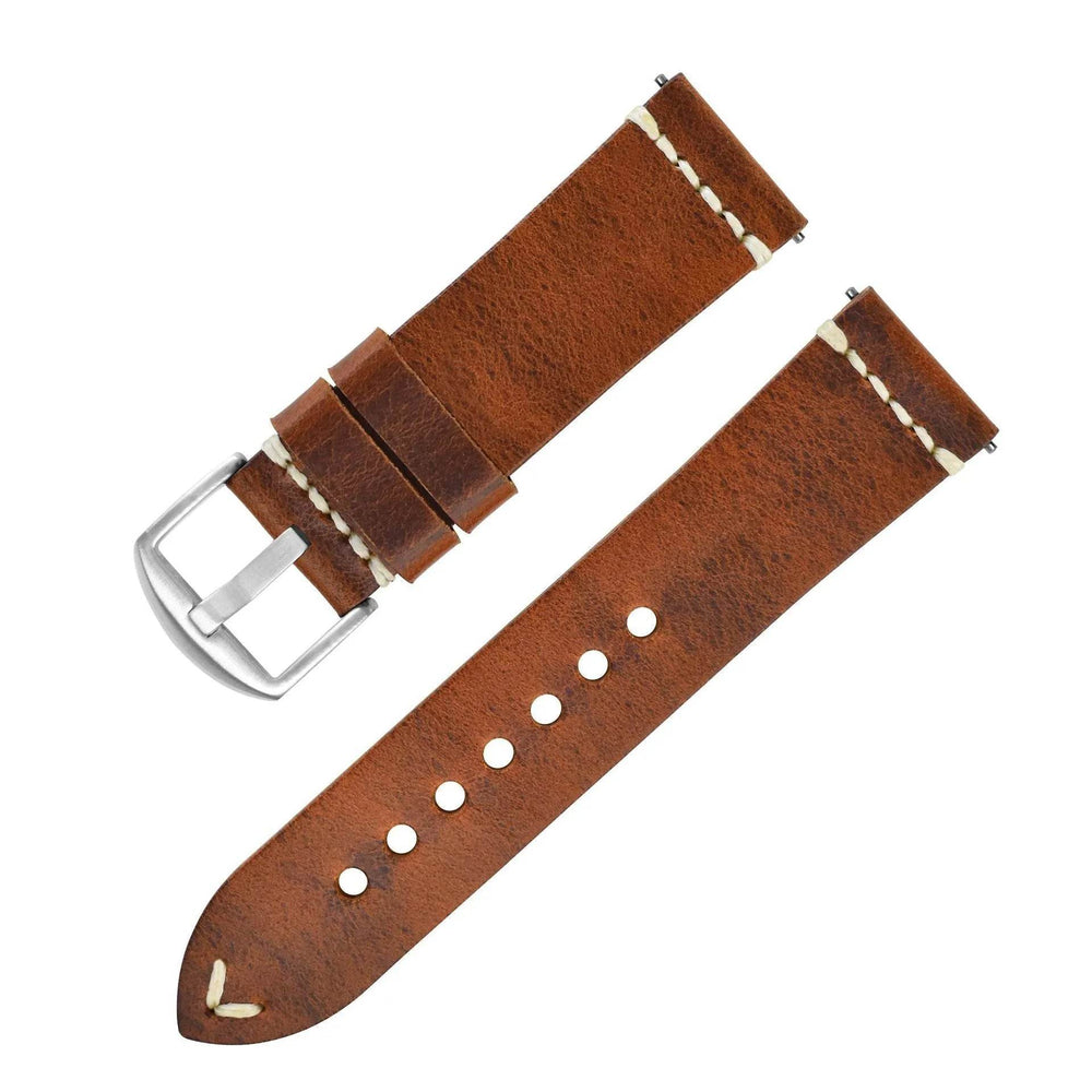 Discoloring Oil Wax Top Layer Cowhide Watch Strap - EX-STOCK Canada