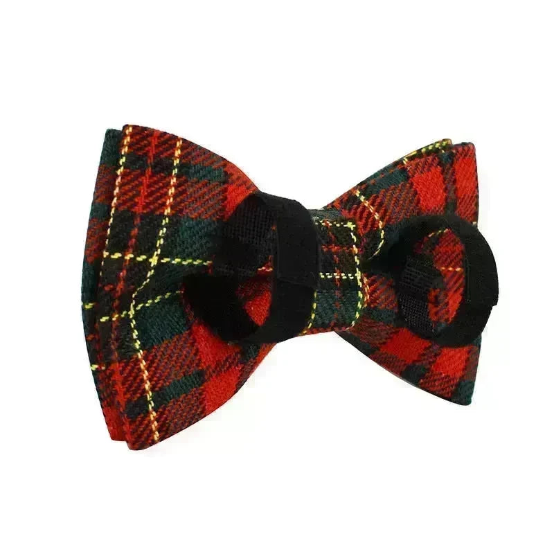 Christmas Pet Collar Plaid With Green Background Dog Rope Leash Suit - EX-STOCK CANADA