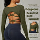Quick Drying Clothes Outdoor Long Sleeve Cross Beauty Back Workout Clothes Sports Top - EX-STOCK CANADA