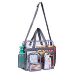 Clear PVC Multi-Pocket Tote & Crossbody Bag – Stadium Approved, Transparent Handbag for Women