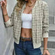 Autumn Winter Casual Long Sleeve plaid Houndstooth  zipper outwear jacket women - EX-STOCK CANADA