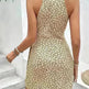 Casual Summer Halter neck Printed Dress With Tied Elegant Ladies High Neck Mini Dress. - EX-STOCK CANADA
