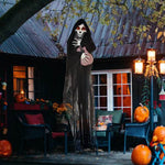 HOMCOM 4.3 Outdoor Halloween Decoration Animatronic Guitar-playing Grim Reaper, Sound And Motion Activated Animated Prop With Light Up Eyes Guitar Music - EX-STOCK Canada