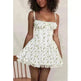 Elegant Chic Women Suspender Mini Skater Dress Summer Fashion Lace-up Slim Waist Pleated Short Dresses For Evening Party Cocktail Occasions - EX-STOCK CANADA
