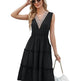 V-neck Dresses Women Sleeveless Pleated Ruffle Elegant Dress Beach Summer - EX-STOCK Canada