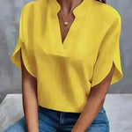 Summer Short-sleeved Chiffon Shirt New V-neck blouse Women's Casual Versatile Clothing Evening Tops for Women - EX-STOCK CANADA