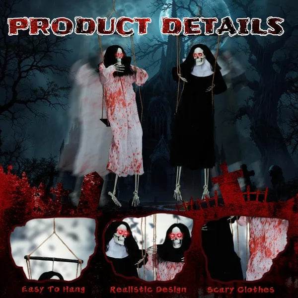 Outdoor Halloween Decorations 2 Packs Hanging Ghosts Decor With Lighted Up Eyes And Horror Scream, 3ft Scary Grim Reaper Swinging Ghost Flying For Yard Patio Lawn Garden - EX-STOCK Canada