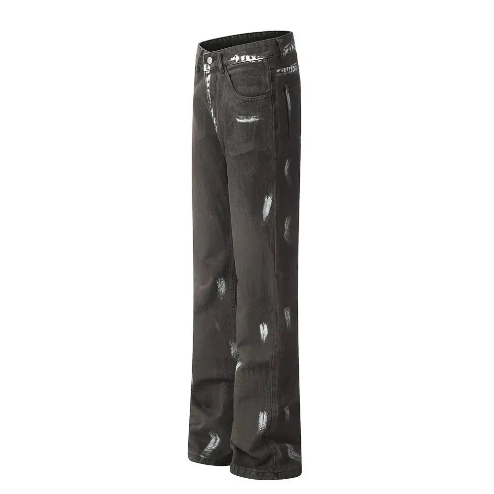 Punk Waste Soil Distressed Men Denim jeans pant Straight-leg Trousers - EX-STOCK CANADA