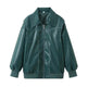 Oversized Fashion Zip-up Lapel Leather Jacket for women - EX-STOCK Canada
