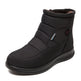 Black winter boot with brand logo on a white background