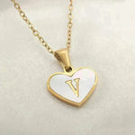 26 Letter Heart-shaped Necklace White Shell Love Clavicle Chain Fashion Personalized Necklace For Women Jewelry Valentine's Day - EX-STOCK CANADA