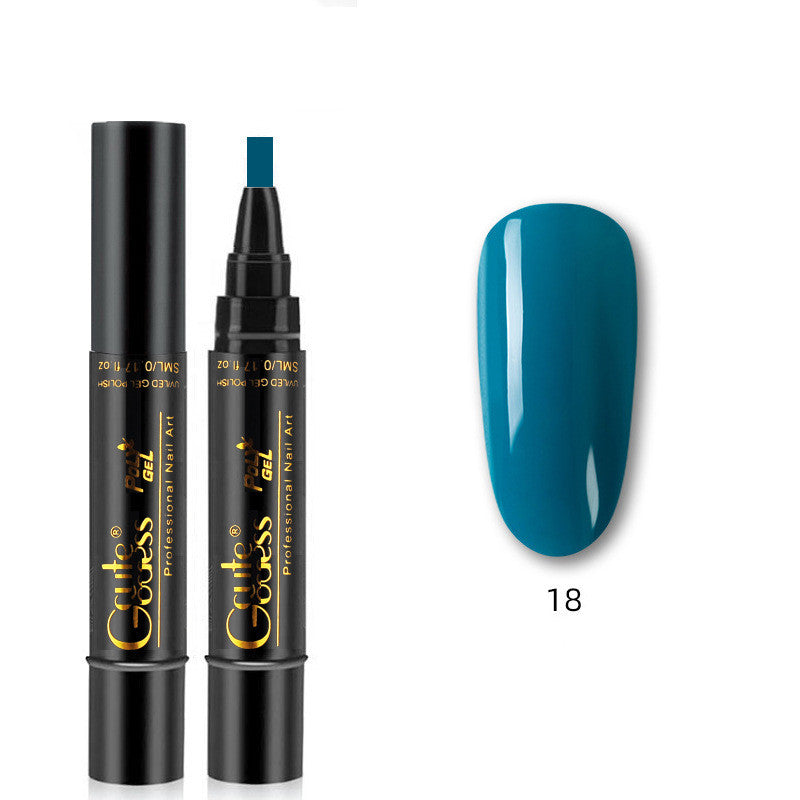 Curel Goues nail art pen with a teal color swatch on a white background