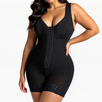Women's Nylon Corset Bodysuit with Zipper – Belly Control, Hip Lift & Lumbar Support | Black & Skin