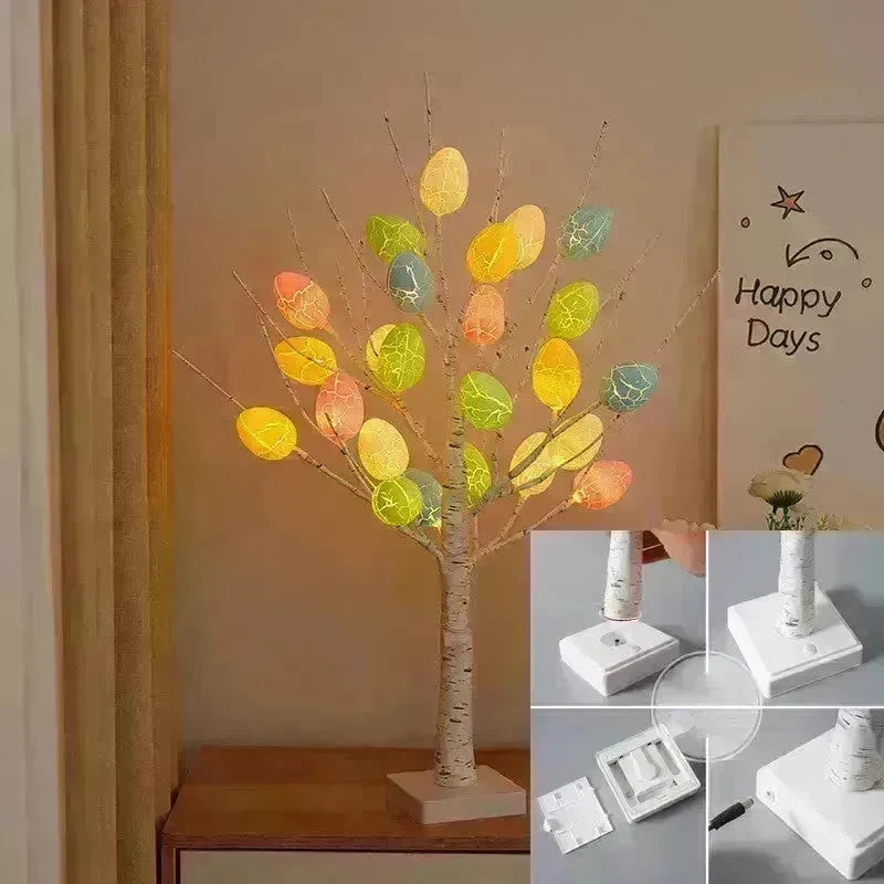 Easter Decoration 60cm Birch Tree Home Easter Egg LED Light Gift Spring Party Tabletop Ornaments Light Easter Party Kids Gifts - EX-STOCK CANADA