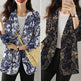 Women's Button Printed Long-sleeved Pocket Vintage Cotton And Linen jacket Blazer - EX-STOCK Canada